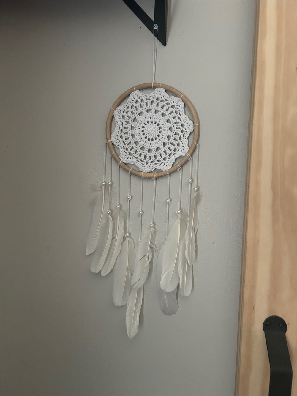 Handmade White Crochet Dreamcatcher Wall Decor